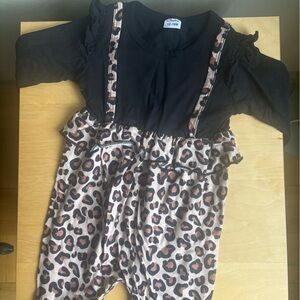 PatPat Black and Leopard Print Kids Bodysuit